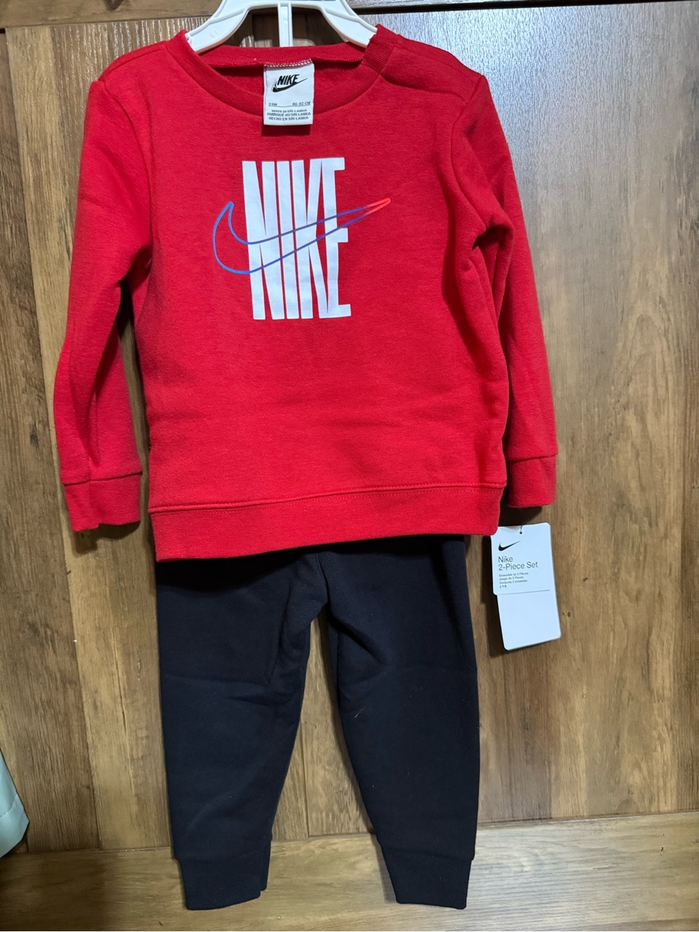 Nike Red Sweatshirt and Black Jogger Set